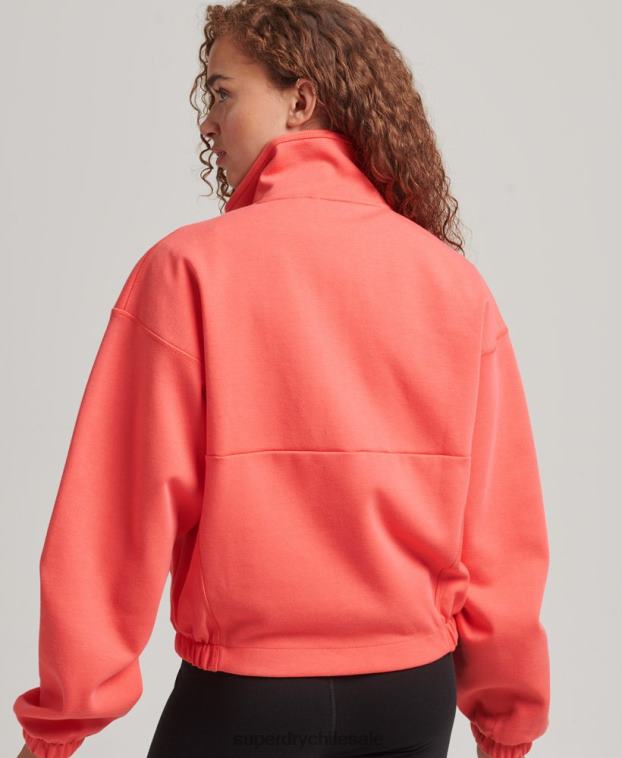 mujer Superdry coral sudadera técnica con media cremallera 2R68Z5965