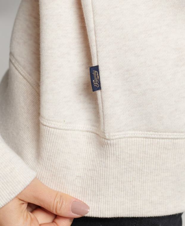mujer Superdry crema camiseta henley con logo bordado 2R68Z3465