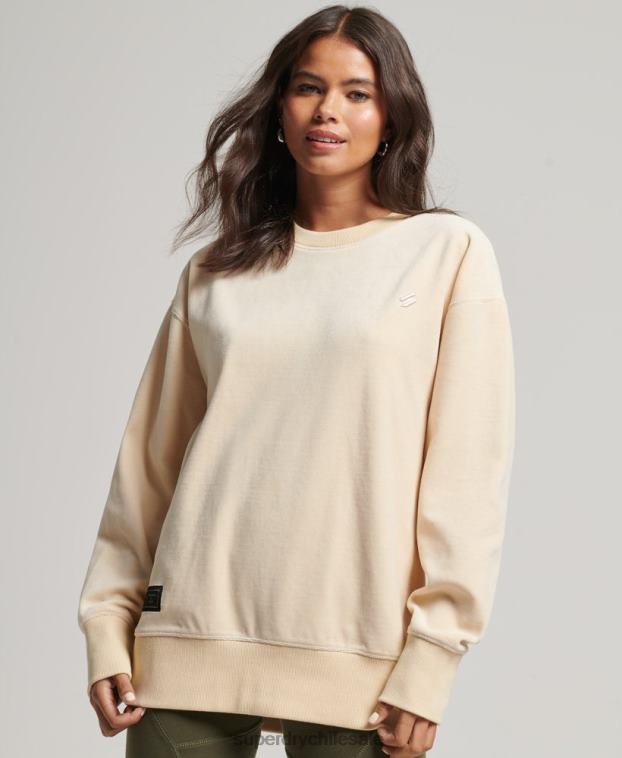 mujer Superdry crema equipo extragrande de terciopelo con logotipo de code s 2R68Z5805