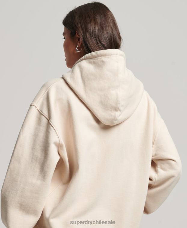 mujer Superdry crema sudadera con capucha oversize code s logo heritage 2R68Z5911