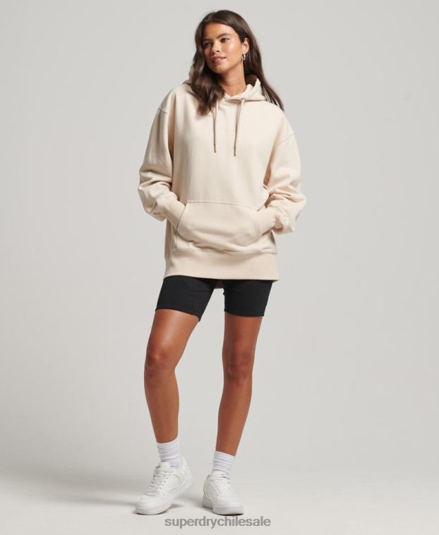 mujer Superdry crema sudadera con capucha oversize code s logo heritage 2R68Z5911