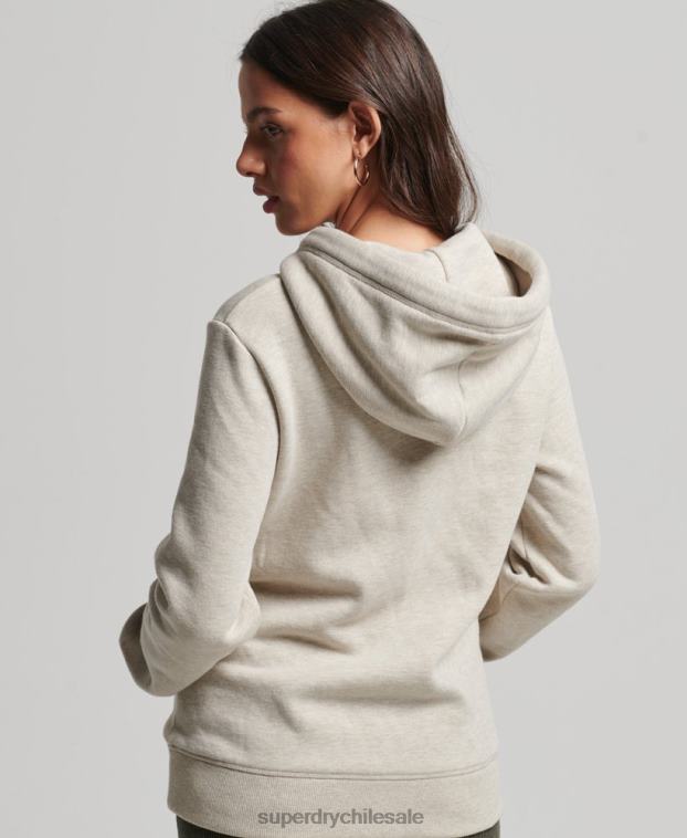 mujer Superdry crema sudadera con capucha y logo esencial de algodón orgánico 2R68Z6151