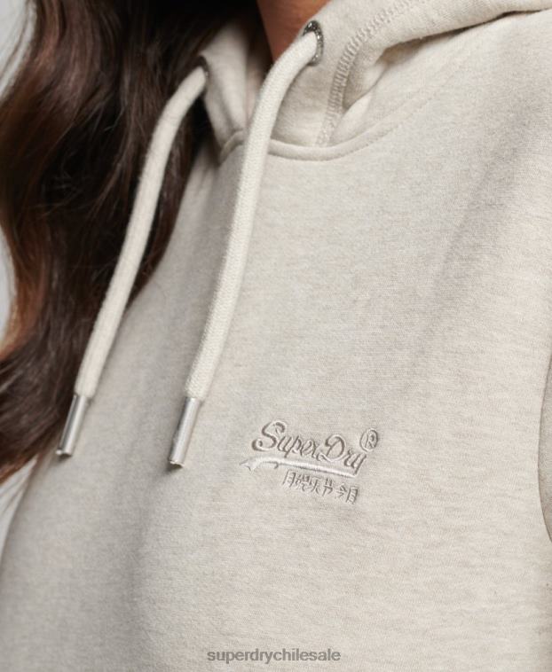 mujer Superdry crema sudadera con capucha y logo esencial de algodón orgánico 2R68Z6151