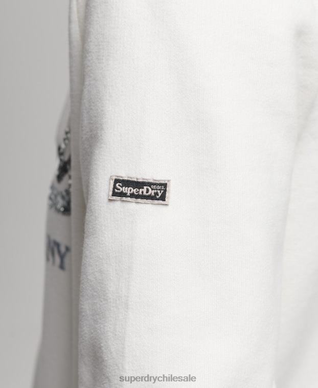 mujer Superdry crema sudadera con capucha y logo gráfico 2R68Z5945