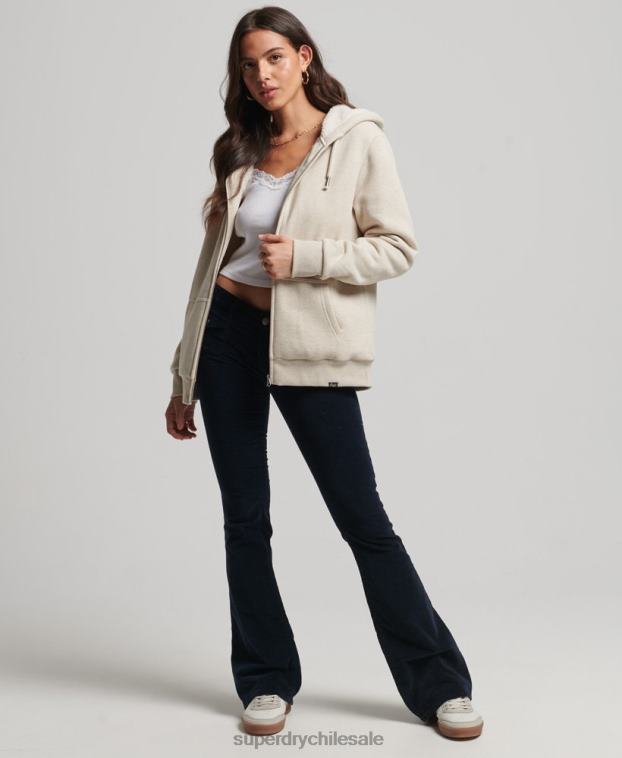 mujer Superdry crema sudadera con cremallera y forro de borreguito esencial 2R68Z5743