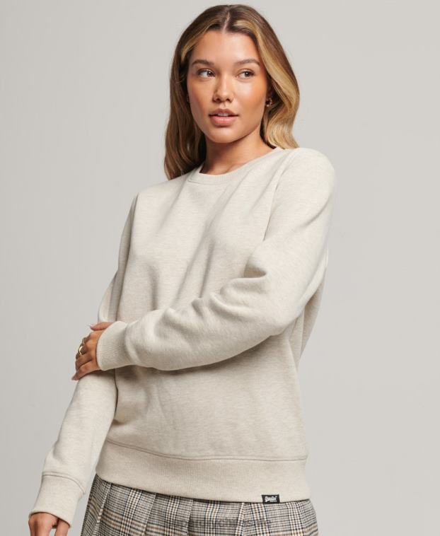 mujer Superdry crema sudadera con cuello redondo y logo esencial de algodón orgánico 2R68Z6156