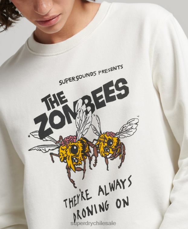 mujer Superdry crema sudadera con equipo b-movie 2R68Z3416