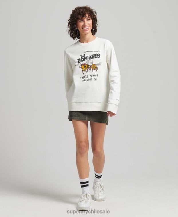 mujer Superdry crema sudadera con equipo b-movie 2R68Z3416