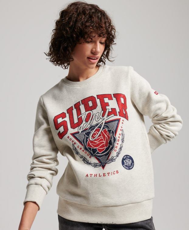 mujer Superdry crema sudadera con equipo de franquicia vintage 2R68Z2228