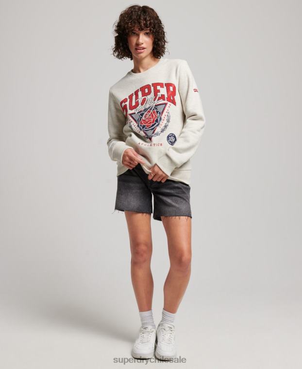 mujer Superdry crema sudadera con equipo de franquicia vintage 2R68Z2228