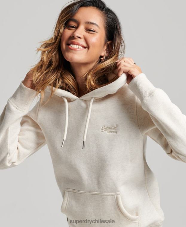 mujer Superdry crema sudadera con logo bordado 2R68Z3270