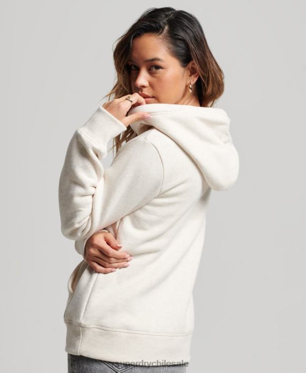 mujer Superdry crema sudadera con logo bordado 2R68Z3270