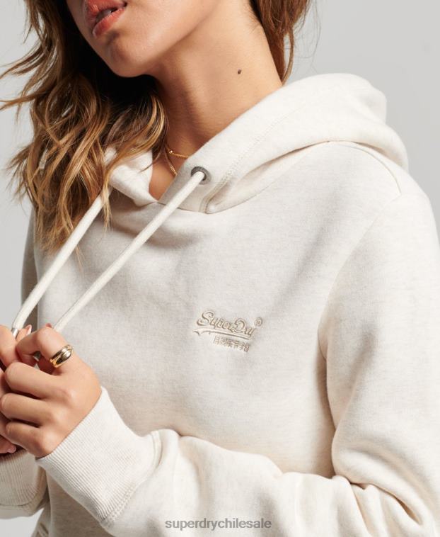 mujer Superdry crema sudadera con logo bordado 2R68Z3270