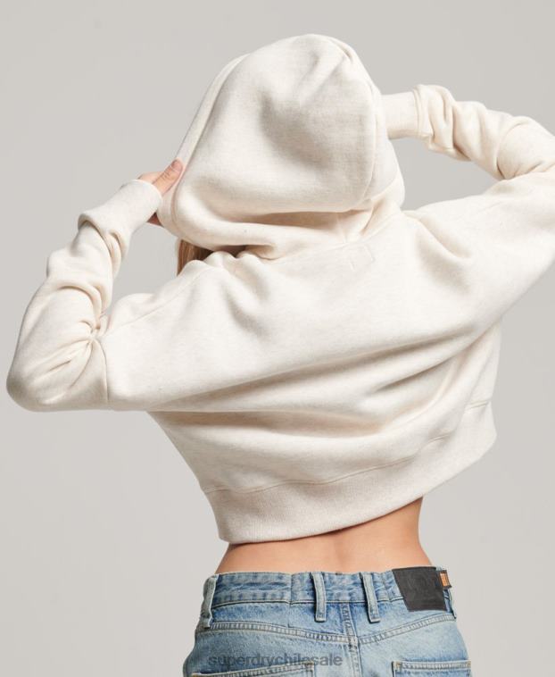 mujer Superdry crema sudadera corta con logo vintage 2R68Z1977