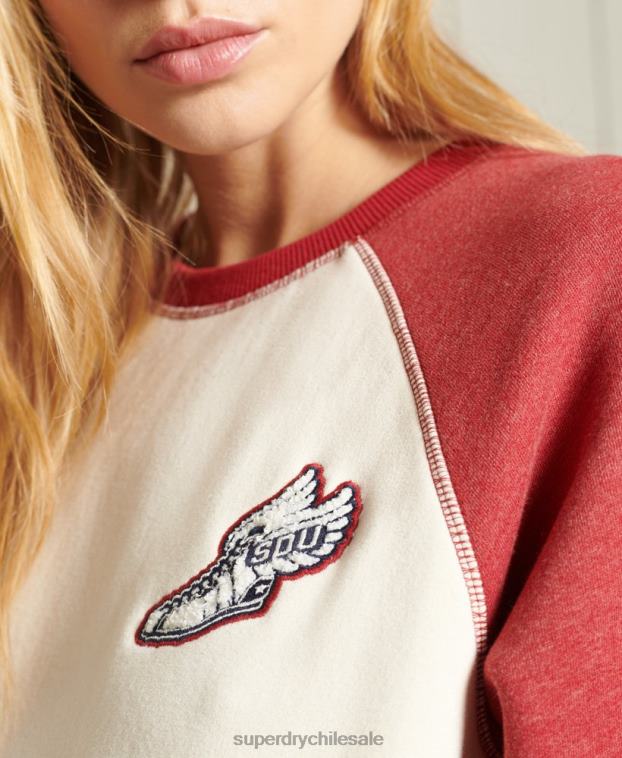 mujer Superdry crema sudadera deportiva colegial 2R68Z3505