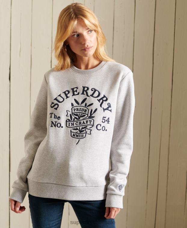 mujer Superdry gris claro orgullo en la sudadera de la tripulación artesanal 2R68Z6102