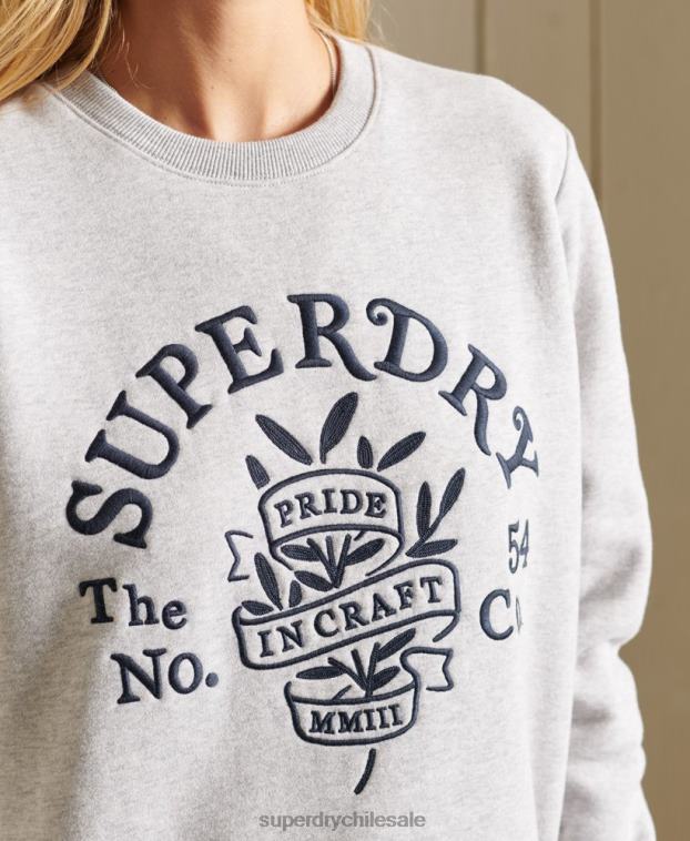 mujer Superdry gris claro orgullo en la sudadera de la tripulación artesanal 2R68Z6102