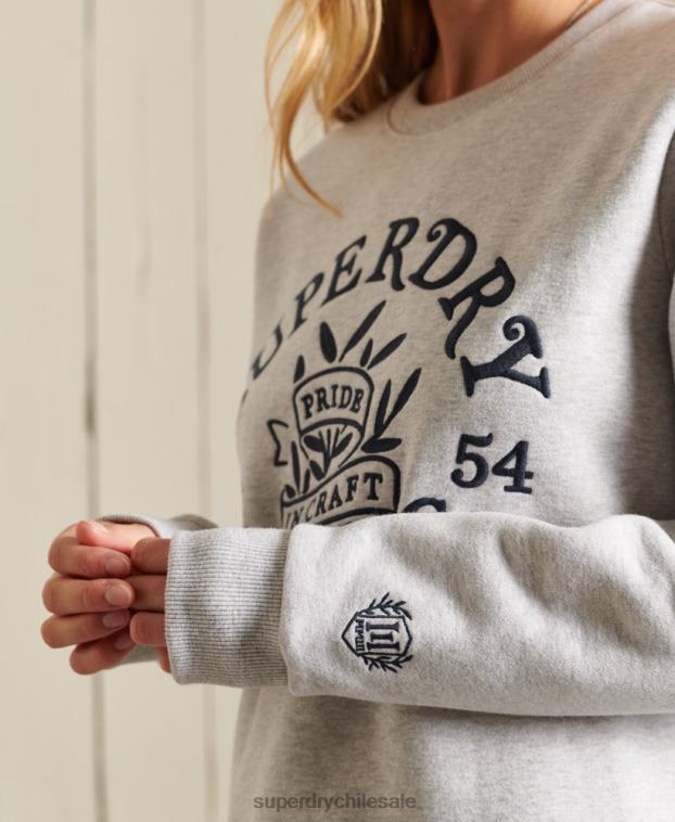 mujer Superdry gris claro orgullo en la sudadera de la tripulación artesanal 2R68Z6102