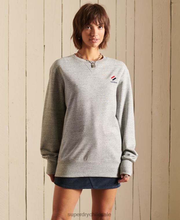 mujer Superdry gris claro sudadera básica extragrande con cuello redondo 2R68Z6046
