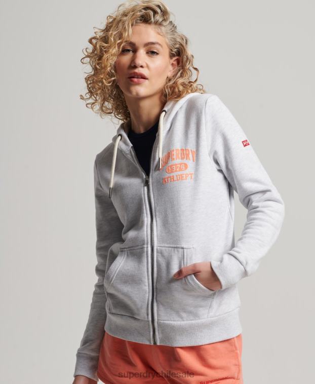 mujer Superdry gris claro sudadera con capucha atlética vintage 2R68Z2262