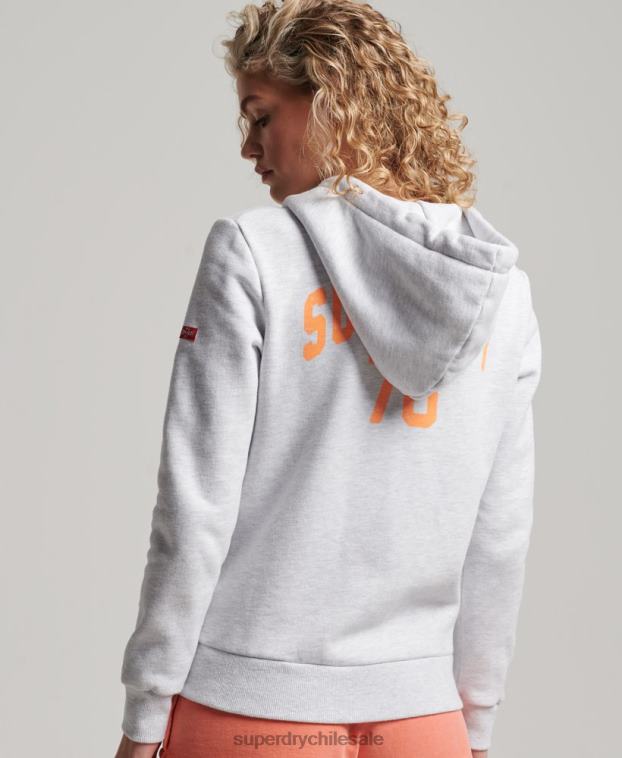 mujer Superdry gris claro sudadera con capucha atlética vintage 2R68Z2262