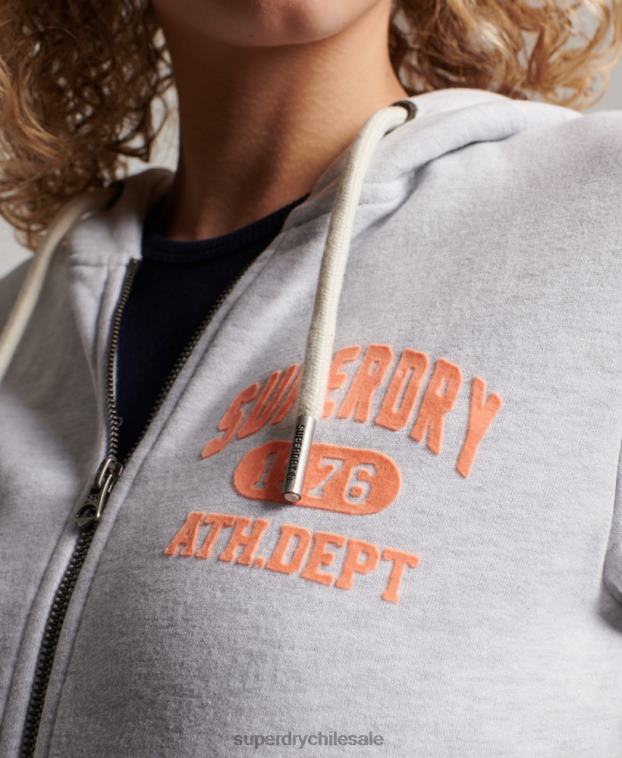 mujer Superdry gris claro sudadera con capucha atlética vintage 2R68Z2262