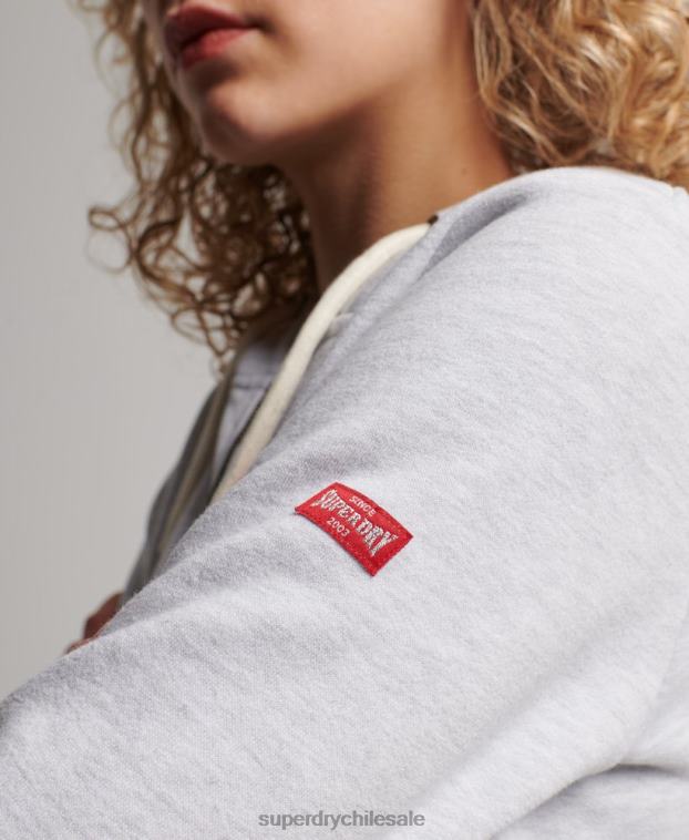 mujer Superdry gris claro sudadera con capucha atlética vintage 2R68Z2262