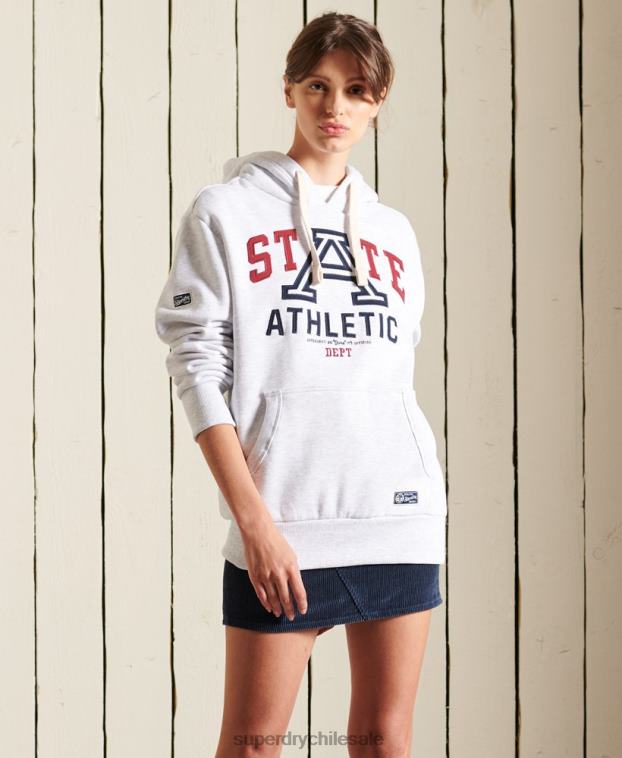 mujer Superdry gris claro sudadera con capucha colegial state extragrande 2R68Z5846