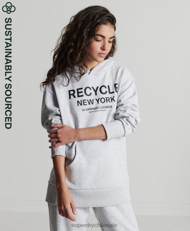 mujer Superdry gris claro sudadera con capucha de ciudad reciclada 2R68Z5835