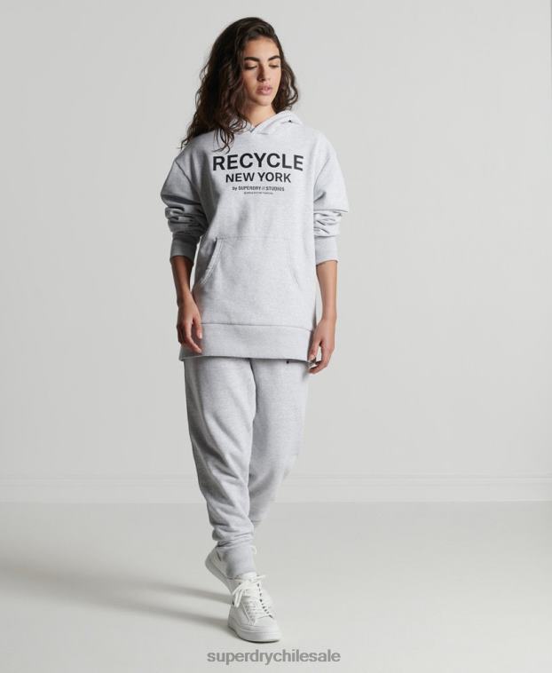 mujer Superdry gris claro sudadera con capucha de ciudad reciclada 2R68Z5835