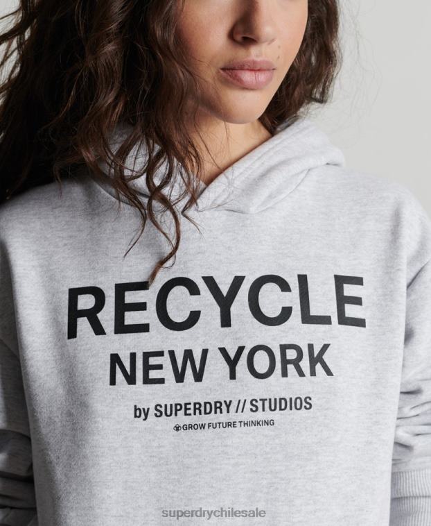mujer Superdry gris claro sudadera con capucha de ciudad reciclada 2R68Z5835