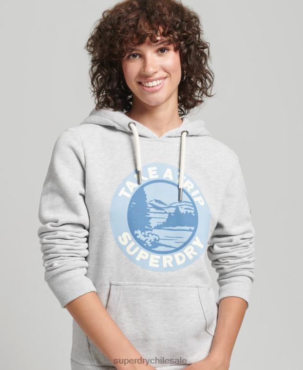 mujer Superdry gris claro sudadera con capucha de viaje 2R68Z3291