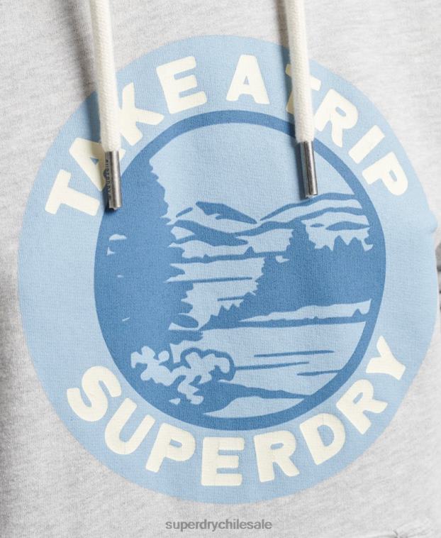 mujer Superdry gris claro sudadera con capucha de viaje 2R68Z3291