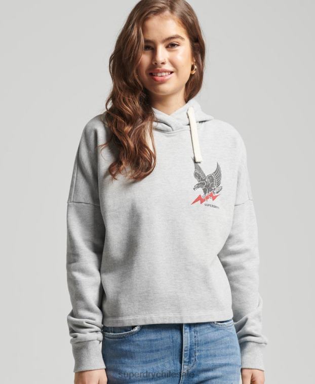 mujer Superdry gris claro sudadera con capucha estilo ranchero de surf vintage 2R68Z5890