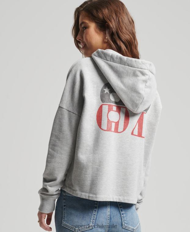 mujer Superdry gris claro sudadera con capucha estilo ranchero de surf vintage 2R68Z5890