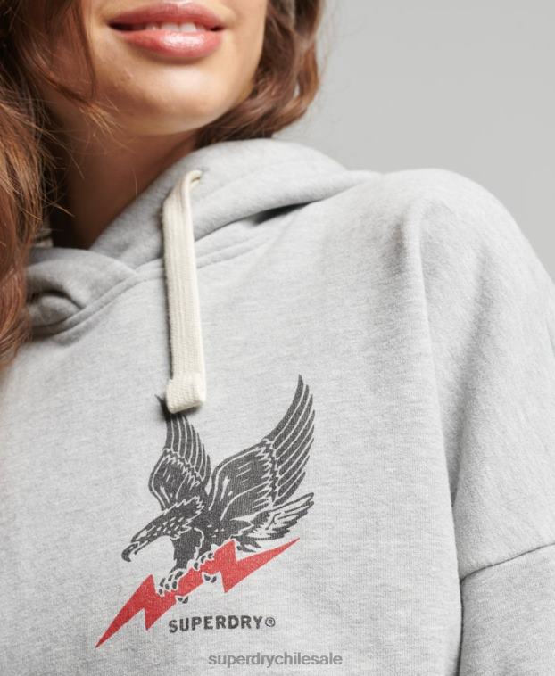 mujer Superdry gris claro sudadera con capucha estilo ranchero de surf vintage 2R68Z5890
