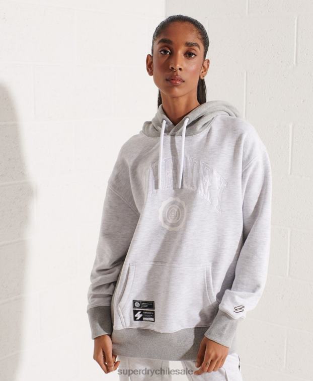 mujer Superdry gris claro sudadera con capucha extragrande Varsity Arch 2R68Z5784