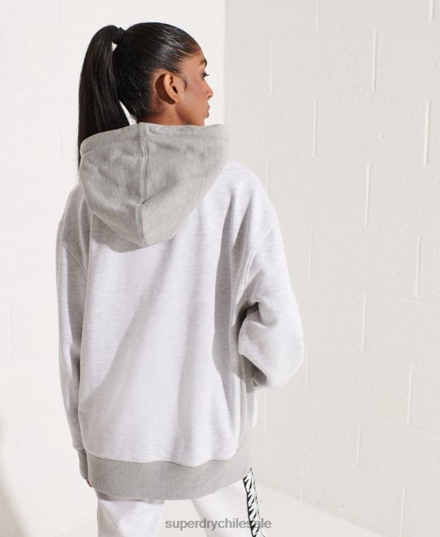 mujer Superdry gris claro sudadera con capucha extragrande Varsity Arch 2R68Z5784