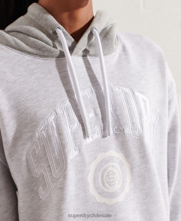 mujer Superdry gris claro sudadera con capucha extragrande Varsity Arch 2R68Z5784