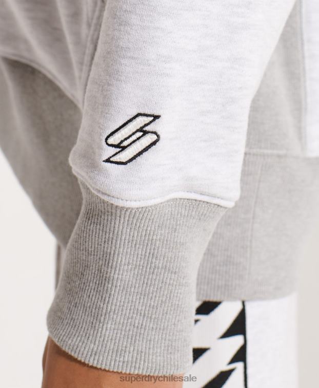 mujer Superdry gris claro sudadera con capucha extragrande Varsity Arch 2R68Z5784