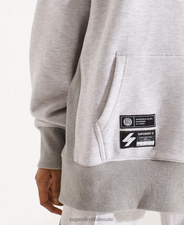 mujer Superdry gris claro sudadera con capucha extragrande Varsity Arch 2R68Z5784