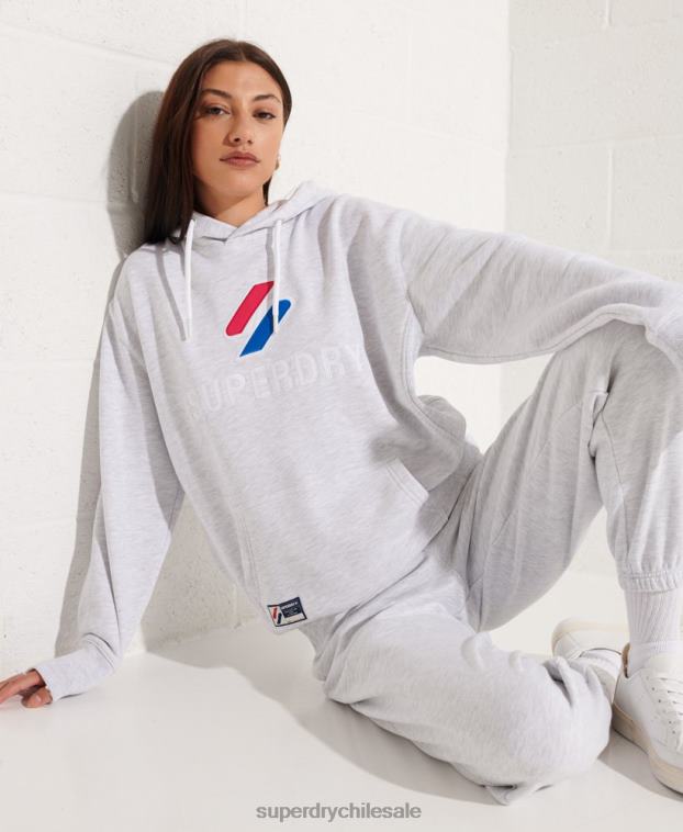 mujer Superdry gris claro sudadera con capucha extragrande con aplique 2R68Z3449