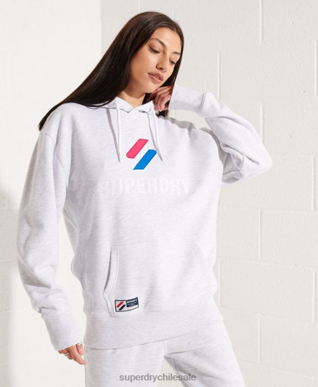 mujer Superdry gris claro sudadera con capucha extragrande con aplique 2R68Z3449