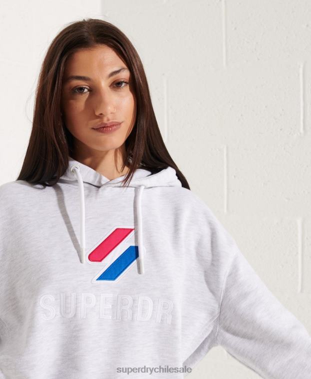 mujer Superdry gris claro sudadera con capucha extragrande con aplique 2R68Z3449