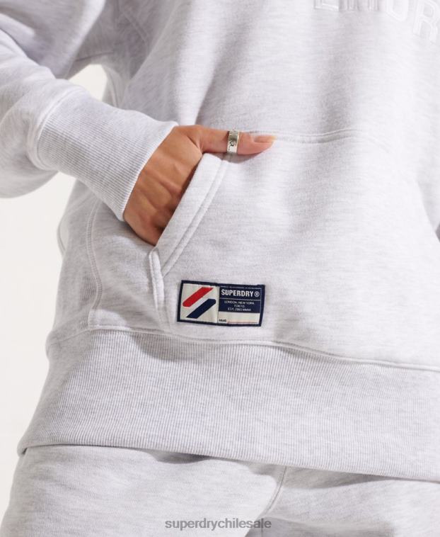 mujer Superdry gris claro sudadera con capucha extragrande con aplique 2R68Z3449
