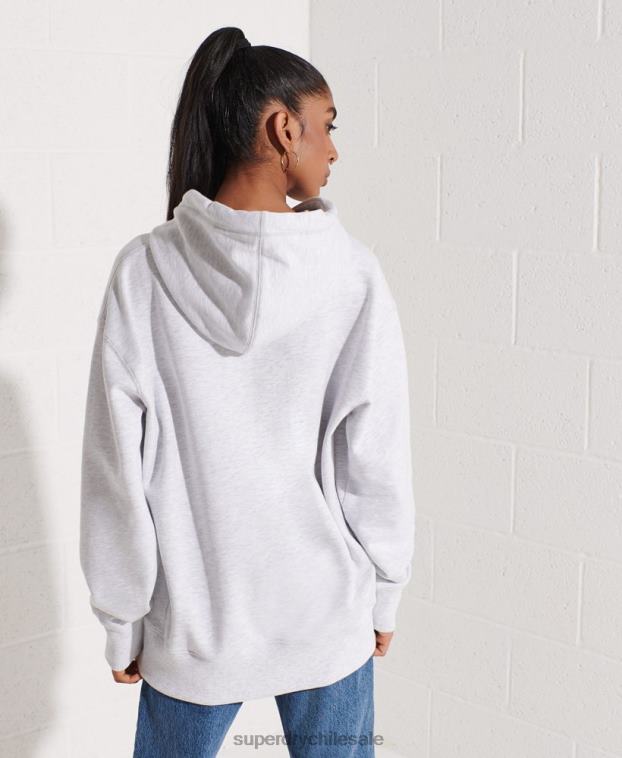 mujer Superdry gris claro sudadera con capucha extragrande de chenilla con logo de código 2R68Z6174