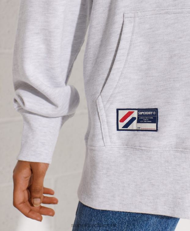 mujer Superdry gris claro sudadera con capucha extragrande de chenilla con logo de código 2R68Z6174