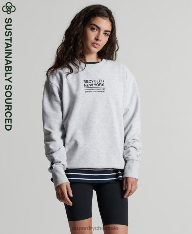 mujer Superdry gris claro sudadera con capucha reciclada 2R68Z6089