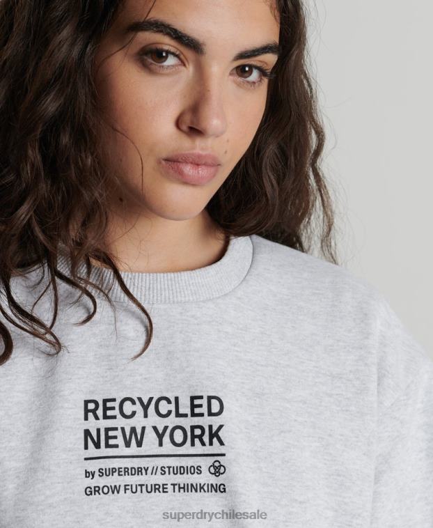 mujer Superdry gris claro sudadera con capucha reciclada 2R68Z6089