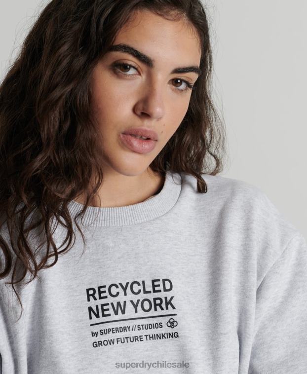 mujer Superdry gris claro sudadera con capucha reciclada 2R68Z6089